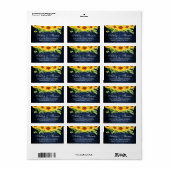 Étiquette Rustic Blue Wood Sunflower Floral Mariage Adresse (Feuille entière)