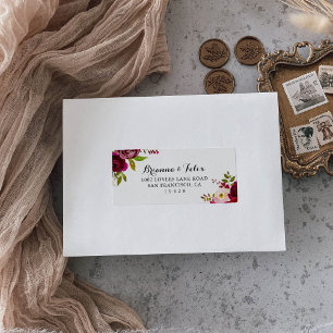 Étiquette Rustic Blush Bourgogne Floral Wedding Adresse RSVP
