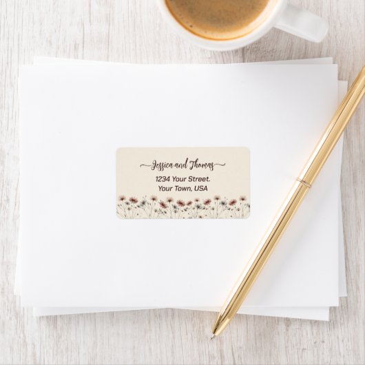 Étiquette Rustic Boho Chic Fleur sauvage Adresse Mariage (En situation)