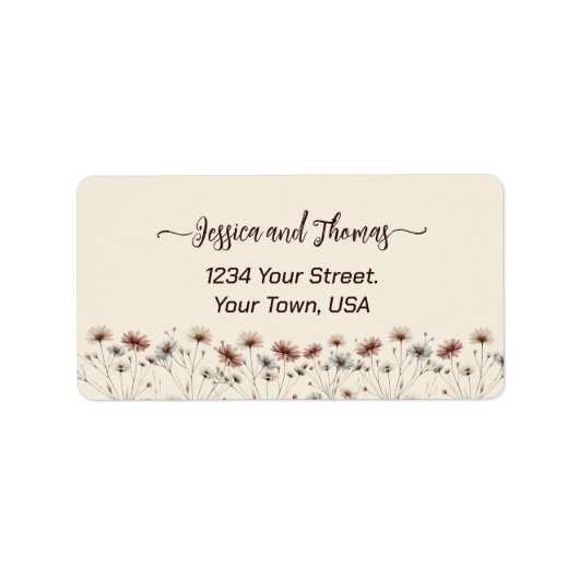 Étiquette Rustic Boho Chic Fleur sauvage Adresse Mariage (Devant)