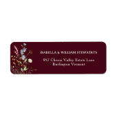 Étiquette Rustic Boho Wildflower Chic Burgundy Bidal Shower (Devant)