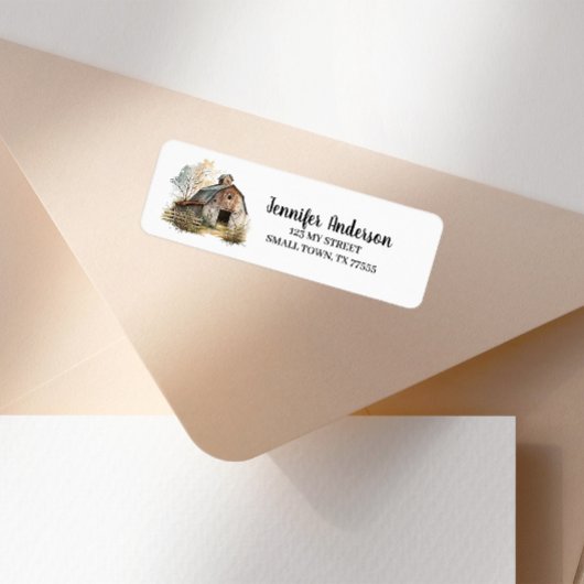 Étiquette Rustic Brown Barn Farm Address
