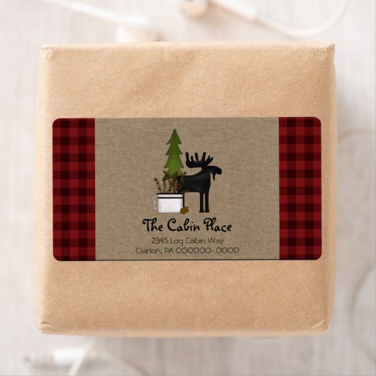 Étiquette Rustic Buffalo Plaid Cabine Lodge Style (En situation)