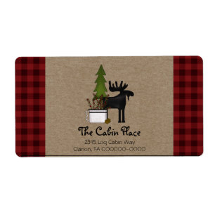 Étiquette Rustic Buffalo Plaid Cabine Lodge Style