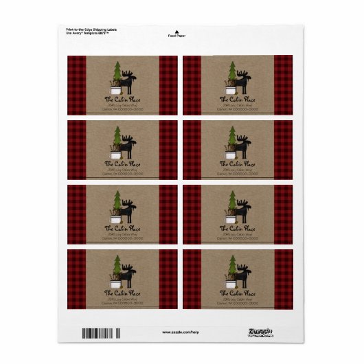 Étiquette Rustic Buffalo Plaid Cabine Lodge Style (Feuille entière)