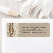 Étiquette Rustic Burlap Lace Pearl Adresse de retour Label (En situation)