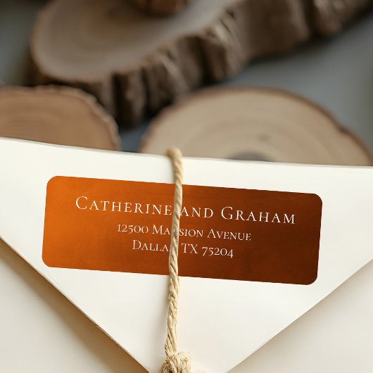 Étiquette Rustic Burnt Orange Mariage d'automne Adresse de r