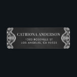 Étiquette Rustic Chalkboard Botanique Brocade Lace Mariage<br><div class="desc">Ajoutez une marque avec cette élégante étiquette d'adresse de retour. elle comporte une dentelle de brocart botanique blanche sur un arrière - plan de tableau de bord faux. Personnalisez en ajoutant un nom et une adresse.</div>