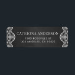 Étiquette Rustic Chalkboard Botanique Brocade Lace Mariage<br><div class="desc">Ajoutez une marque avec cette élégante étiquette d'adresse de retour. elle comporte une dentelle de brocart botanique blanche sur un arrière - plan de tableau de bord faux. Personnalisez en ajoutant un nom et une adresse.</div>