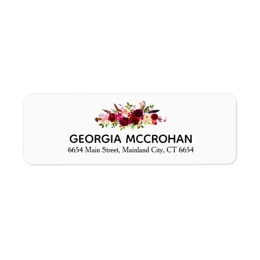 Étiquette Rustic Chic Burgundy Marsala Return Address Label (Devant)