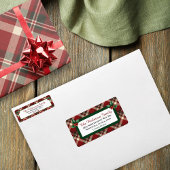 Étiquette Rustic Christmas Red Green Tartan Plaid Address