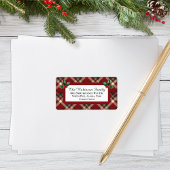 Étiquette Rustic Christmas Red Green Tartan Plaid Address