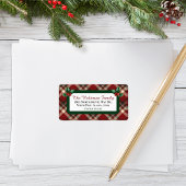 Étiquette Rustic Christmas Red Green Tartan Plaid Address