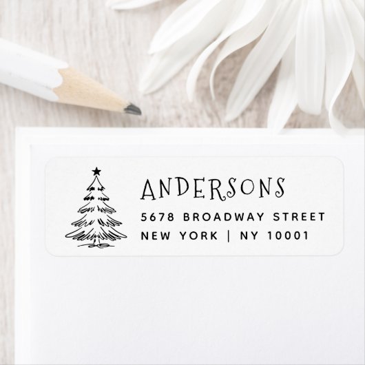 Étiquette Rustic Christmas Tree Holiday Return Address (En situation)