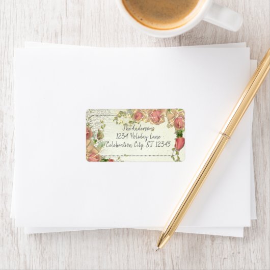 Étiquette Rustic Country Barnwood Rose Roses Retour Adresse (En situation)