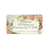 Étiquette Rustic Country Barnwood Rose Roses Retour Adresse (Devant)