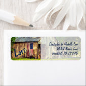 Étiquette Rustic Country Grange American Flag Love Adresse (En situation)