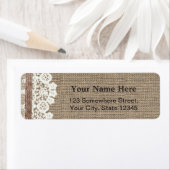 Étiquette Rustic Country Laced Burlap Twine Adresse de retou (En situation)