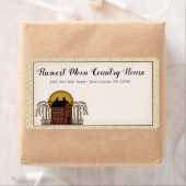 Étiquette Rustic Country Red Saltbox House & Moon Livraison (En situation)