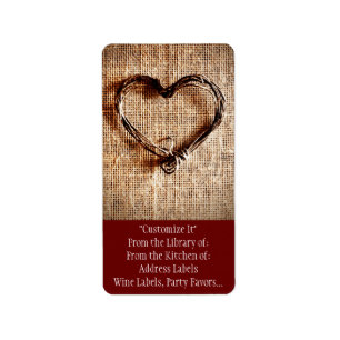 Étiquette Rustic Country Twine Heart on Burlap Imprimer