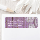 Étiquette Rustic Crochet Doiliers Purple Wood Adresse de ret (En situation)