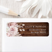 Étiquette Rustic Dusty Rose & Mariage Blush Adresse de retou (En situation)