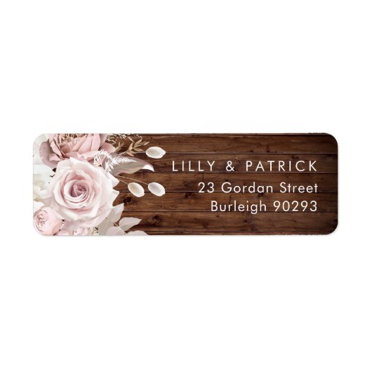 Étiquette Rustic Dusty Rose & Mariage Blush Adresse de retou (Devant)