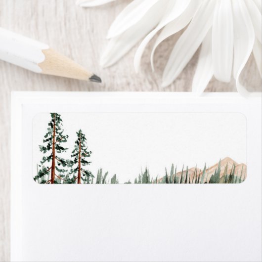 Étiquette Rustic Elegance Mountains Forest Pine Blank (En situation)