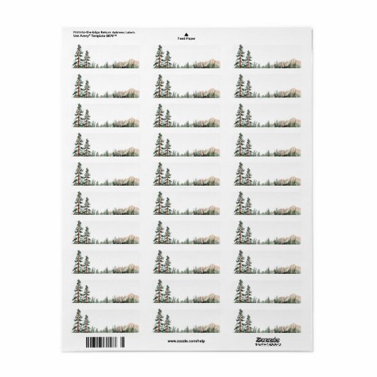 Étiquette Rustic Elegance Mountains Forest Pine Blank (Feuille entière)
