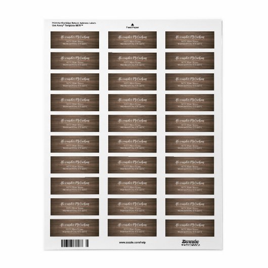 Étiquette Rustic Elegant Script Return Address Label (Feuille entière)