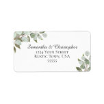 Étiquette Rustic Eucalyptus & Greenery Adresse du Mariage<br><div class="desc">Ces étiquettes de adresse de mariage élégants sont conçus pour que vous puissiez utiliser soit comme des autocollants d'adresse de retour de grande taille, soit pour apposer sur une enveloppe RSVP. Elles présentent un design boho chic rustique avec des ressorts aquarelles peints à la main de feuilles d'eucalyptus et de...</div>