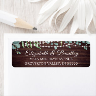 Étiquette Rustic Eucalyptus Wood Greenery Lights