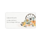 Étiquette Rustic Fall Citrouille Leafy Floral Wheel Adresse (Devant)