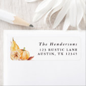 Étiquette Rustic Fall Gold Floral Citrouille Adresse de reto (En situation)