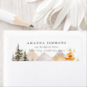 Étiquette Rustic Fall Mountain Forest Wedding Return Address (En situation)