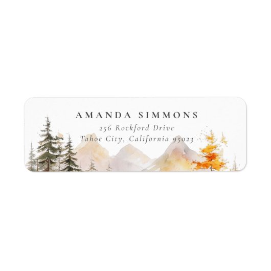Étiquette Rustic Fall Mountain Forest Wedding Return Address (Devant)