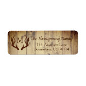 Étiquette Rustic Farmhouse Country Wood Deer Antlers (Devant)