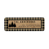 Étiquette Rustic Farmhouse Plaid Woods Adresse de retour (Devant)