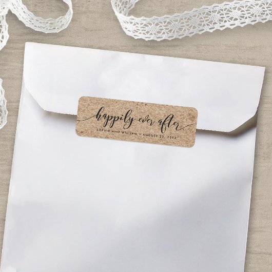 Étiquette Rustic Faux Kraft Happily Ever After Wedding Favor