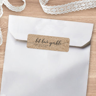 Étiquette Rustic Faux Kraft Let Love Sparkle Wedding Favor
