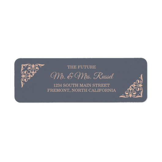 Étiquette Rustic Filigree, Mariage Adresse de retour (Devant)