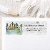 Étiquette Rustic Foggy Forest Mountain Cabine Adresse de ret (En situation)