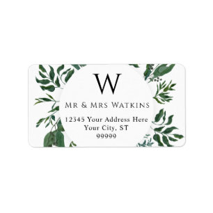 Étiquette Rustic Foliage Mariage Green Adresse de retour
