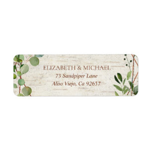 Étiquette Rustic Geometry Eucalyptus Birch Adresse de retour