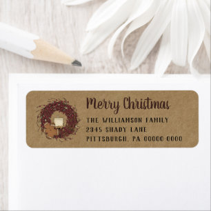 Étiquette Rustic Gingerbread BeWreath Kraft Adresse de retou