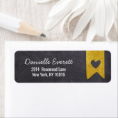Étiquette Rustic Gold Banner Chalkboard Heart Adresse de ret (En situation)