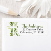 Étiquette Rustic Green Cross Baptism Adresse de retour (En situation)