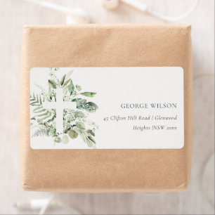 Étiquette Rustic Green Eucalyptus Fern Folin Adresse croisée
