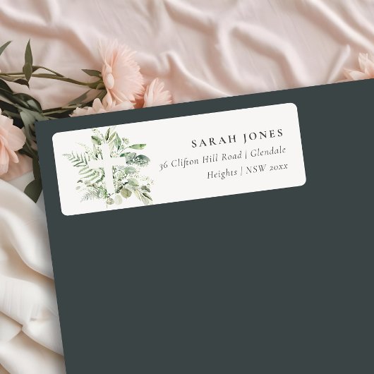 Étiquette Rustic Green Eucalyptus Fern Folin Adresse croisée