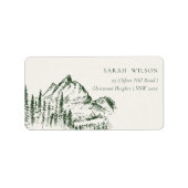 Étiquette Rustic Green Pine Woods Mountain Sketch Adresse (Devant)